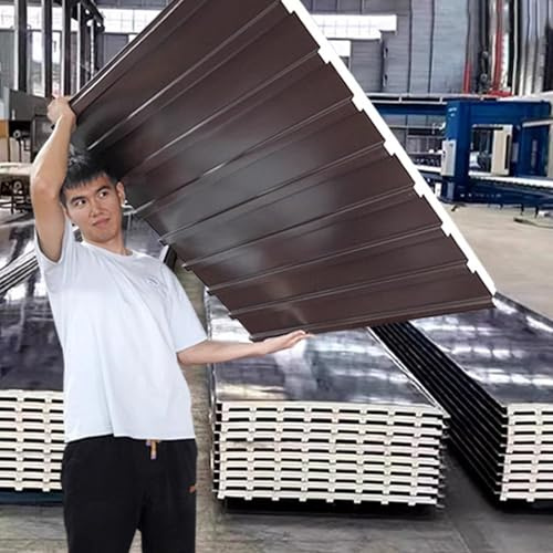 Roof Panels, Side Panels Roofing Waterproof Tiles, Metal Roofing Panels for Mobile Homes Stables Chicken Coop Carport(Brown,L60.63)
