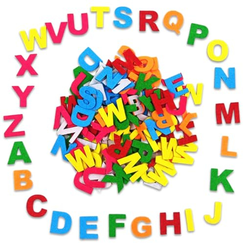 100 Stück Filzbuchstaben Selbstklebend, Buchstaben für Schultüte, Filzstanzteile Buchstaben, Selbstklebend, Selbstklebende Buchstaben, Farbig Sortiert, Schultüte Bastelset, 3cm groß