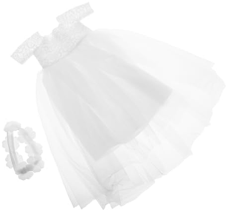 TOYANDONA Puppen Brautkleid Weiß Polyester Elegantes Hochzeitskleid Mädchenpuppen Party Prinzessin Kostüm Zubehör