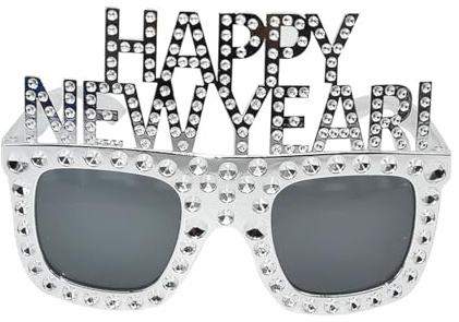 YUSHWENPTY Happy New Year Brille, Frohes Neues Jahr Glitzer Brillen, Silvester Party Brillen, Silvester Deko Brille für Partyzubehör, Neujahrsdeko, Foto Requisiten