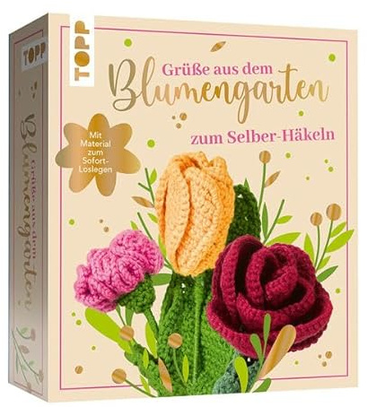 Grüße aus dem Blumengarten. Zum Selber-Häkeln: Anleitung, Acrylgarn, Häkelnadel, Blumendraht, Stieldraht, Etiketten