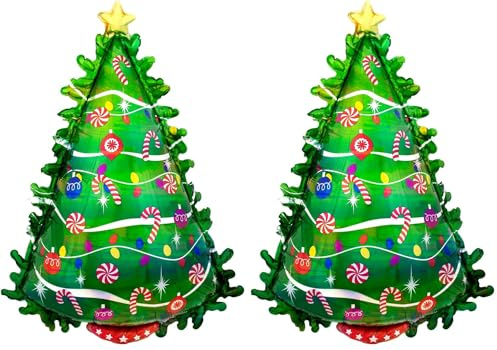 Amscan 4042675 Super Shape - Globo de Navidad con forma de árbol de Navidad, multicolor, talla única (Paquete de 2)