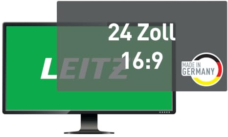 Leitz Monitor Blickschutzfilter 24 Zoll (16:9), Abnehmbare Schutzfolie, Mit Blaulichtfilter und Blendschutz, Beidseitig verwendbar, Touchscreen kompatibel, Made in Germany, 69020000