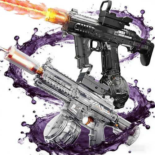 2 Pack Electric Water Guns for Kids – Large Capacity, Leak-Proof, LED Light & 25 FT Shooting Range, Automatic Electric Water Blaster for Pool, Beach & Outdoor Water Fight Toys
