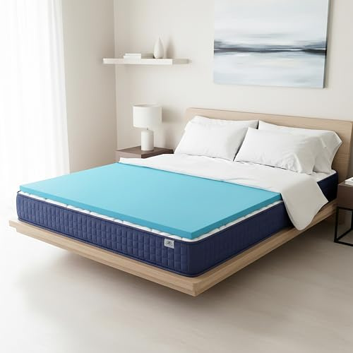 FUSIONHOME - Topper Viscoelástico 150x190 VISCOGEL Grosor 5 cm - sobre Colchon de Memoria con Gel de Viscoelástica de Alta Densidad - Hipoalergénico y Antiacaros