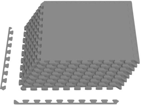 vidaXL Tapis de Sol de Piscine 24 pcs Gris 8,64 m² Mousse EVA, Tapis de Sol Moderne rectangulaire pour Piscine, Mousse Anti-dérapante, résistant à l'eau, idéal pour l'extérieur