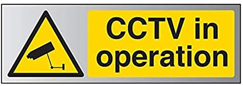 V Safety Warning General-CCTV In Operation Sign - 300mm x 100mm - Self Adhesive Alu Effect