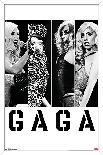 Trends International Wandposter Lady Gaga Fotobalken, 37,4 x 56,8 cm, weißer Rahmen