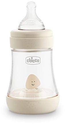 Chicco PERFECT 5 Anti-Kolik 150 ml Babyfläschchen, Baby Flasche für Neugeborene mit Langsamen Fluss 0+ Monate mit Weichem Silikon-Sauger, 150 ml Biofunktionale Babyflasche mit Intui-Flow System, Beige