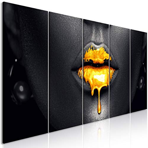 decomonkey Bilder Modern Abstrakt 200x80 cm 5 Teilig Leinwandbilder Bild auf Leinwand Vlies Wandbild Kunstdruck Wanddeko Wand Wohnzimmer Wanddekoration Deko Mund