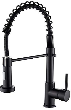 Rubinetto Cucina con Doccetta Estraibile Rubinetto Cucina Molla Miscelatore Monocomando per Lavello con Doccetta Supporto Acqua Fredda e Calda (Normale, Nero)
