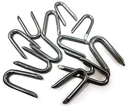 Galvanised U Nails - Presser Point Staples Fencing Post Wire Mesh 20/25/30/40/50mm - Carbon Steel (200, 20mm x 2.0mm)
