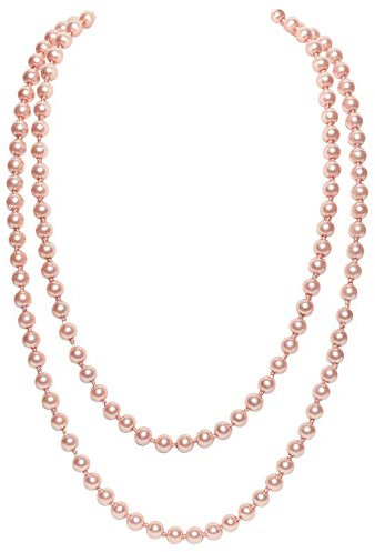BABEYOND ART DECO - Collana lunga con perle finte a grappolo, 150 cm, colore: rosa, Creato Pearl