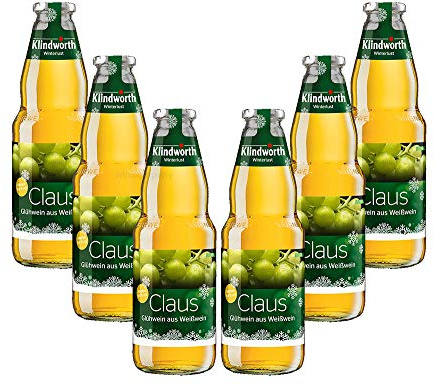 Klindworth Claus 6er Set Glühwein aus Weißwein - 6x Winterlust Glühwein 1L (9,8% Vol) inkl. Pfand MEHRWEG- [Enthält Sulfite]