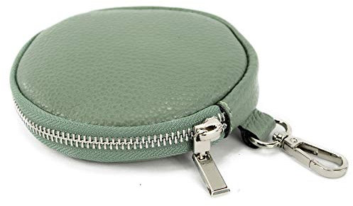 modamoda de P10 / P08 Damen Leder Rauleder Geldbörse Münzgeldbörse Taschenanhänger ø 11,5 cm handmade in Italy, Farbe:Graugrün