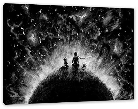 Pixxprint Ölgemälde Der kleine Prinz, Monochrome, Größe: 60x40cm, Leinwandbild, fertig gespannt, Wandbild, Dekoration, Kunstdruck, kein Poster