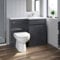 Artis 1100mm L Shape Bathroom Vanity Sink Unit Furniture Storage, Right Hand Gloss Grey Vanity Unit + Basin + Ceramic D Shaped Toilet with Concealed Cistern