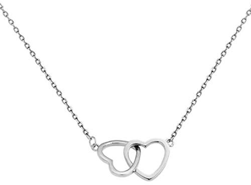 IMINI Interlock Heart Sterling Silver Pendant Necklace for Women Teen Girls Dainty Infinity Eternity Love Choker Cute Initial Love Adjustable Chain Jewelry Gifts