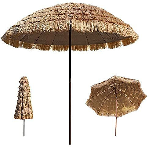 NMDCDH Parasol en Paille avec 9,8 Pieds de diamètre, Parasol, Parasol de terrasse extérieur Pliable avec Fonction d'inclinaison, Parasol de Jardin, Rond, Maison, Commercial