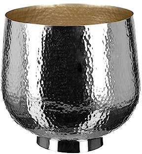 Fink - Kerzenhalter, Windlicht, Schale - Selma - Eisen - vernickelt - Farbe: Silber, Gold - (ØxH) 20 x 22 cm