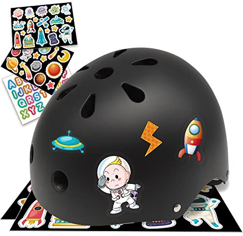 Simply Kids Casque Vélo Enfant avec Autocollants DIY - Certifié CE&CPSC Casque Enfant pour Trottinette Sport Skateboard Velo Roller Patin - Casque Scooter Enfant Fille Garçon Bebe 2 3 4 5-8 8-13 Ans
