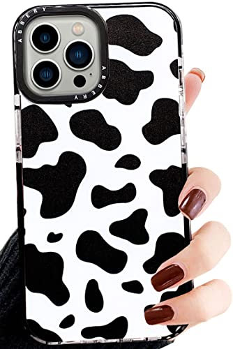 Abbery für iPhone 13 Pro Max Hülle Kuh Muster Kuhflecken Durchsichtig Mit Druck Weiche klare Transparent Design Silikon HandyHülle Stoßfest Gummi Süß Mädchen Schutzhülle Kratzfest Cover