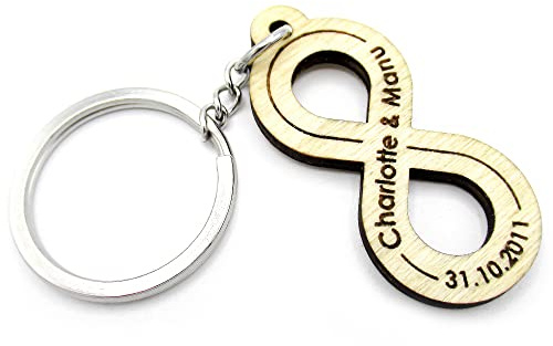 Porte-clés en bois personnalisé symbole infini, cadeau de Saint-Valentin, mariage, amitié