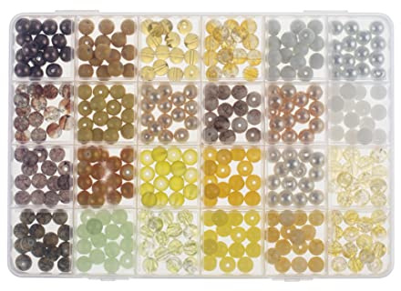 GLOREX 6 1630 340 - Glasperlen Schmuckset, in Aufbewahrungsbox, weiß und gelb Sortiert, ideal geeignet zur Gestaltung von Schmuck, Armbändern, Halsketten, Accessoires oder als Dekoration