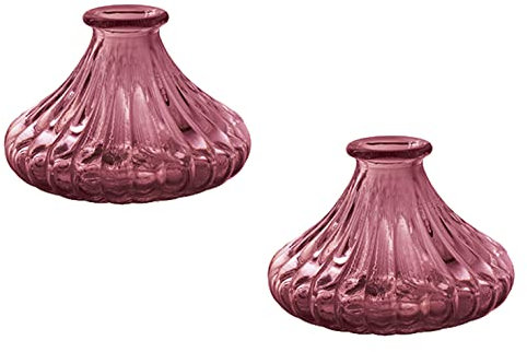 Glasvase Chantal, Glas Vase, H: 7 cm (2er Set) - kleine Vasen, Blumenvase, Tischdekoration, Deko Hochzeit (lila)