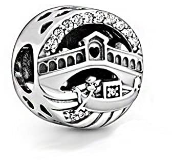 SANHUA Charm S925 Sterling Silber Sommer Venedig Rialtobrücke Durchbrochene Perlen Charms Für Mädchen Damen, Kompatibel Mit Europäischen Damen Armbändern