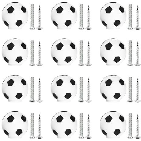 MABAHON 12Pcs Football knobs Handles Soccer Knobs Drawer Knobs Kids Dresser Knob for Dresser Cupboard Wardrobe Cabinet Home Kitchen Bathroom Wardrobe(12pcs)