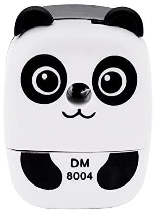 Bleistift spitzer Niedlich Metall Desktop-Bleistift spitzer mit Griff, Cartoon Tier Bleistift spitzer für Kinder Student Office School Student (Dark Circles Panda, 1 Pack)