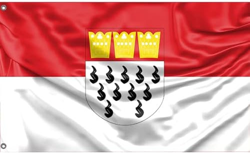 Flagge der Stadt Köln, Nordrhein-Westfalen | Einzigartiger Designdruck | Hergestellt in EU (90x150 cm)