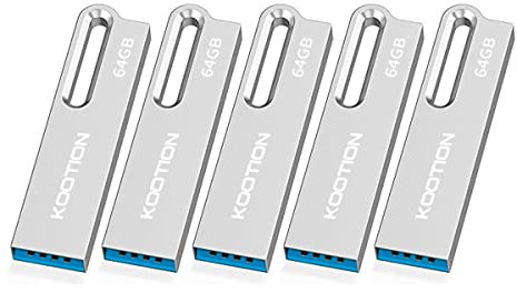 KOOTION USB Stick 64GB USB 3.0 5er Memory Sticks Metall USB Flash Drive mit Schlüsselring USB-Sticks 64GB wasserdichte Jump Drive Speichersticks für PC/Laptop Backup Speicher (5er 64GB 2.0, Silber)