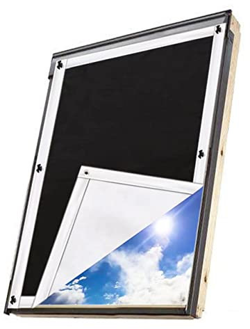 Update Sonnenschutz Dachfenster Rollo Verdunkelungsrollo, Verdunklungsstoff Rollo Verdunkelung Hitzeschutz ohne Bohren Hitzeschutzrollo für Velux- und Roto-Fenster in verschiedenen Größen 57 * 100cm
