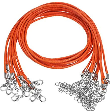 sourcing map 10pcs Waxed Necklace Cord Bulk, 16 Inches and 2mm Dia Necklace String Rope with Clasp for Pendants, Bracelets, Necklaces, Jewelry Making Beading Supplies, Orange