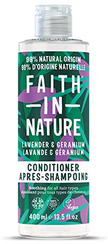 Faith In Nature Natürliche Lavendel-Geranien-Spülung, Beruhigend, Vegan und Frei von Tierversuchen, Ohne SLS Oder Parabene, Für Alle Haartypen, 400ml