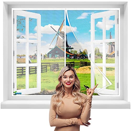 Moustiquaire Fenêtre Magnétique, 75 x 200 cm Auto-Adhésif Rideau en Trame, Fermeture Automatique, sans Perçage, pour Couloirs Patio Portes【Blanc】