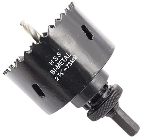 2.87inch Hole Saw, LAIWEI 73mm Hole Cutter with A2 Heavy Duty Mandrel, 4341 Drill Bit,Cutting Depth 38mm,for Drilling Holes in Wood, Aluminium Profiles, PVC and Metal Pipes (2-7/8)