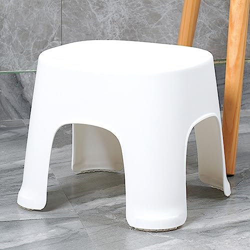 Duschhocker, Duschsitz Aus Kunststoff, Verwendet in Der Badewanne und Im Duschraum, Rutschfester Kleiner Schuhwechselhocker, Niedriger Hocker für Erwachsene, Kleine Bank ( Color : White , Size : 27*25