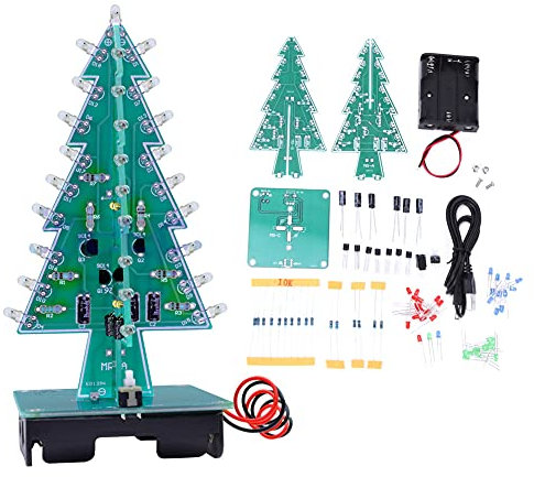 SYH&AQYE 3D Weihnachtsbaum LED DIY Kit, Steckbarer Stecker Weihnachtsbaum Lötprojekt, 3D Weihnachtsbaum Löt Kit mit 16 LED Blinklichtern für Den Lernunterricht von Schülern(3 Farben)