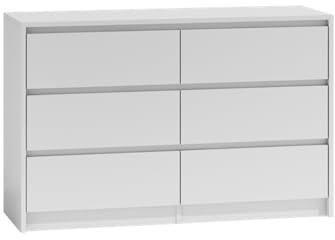 VBChome Kommode mit 6 Schubladen 120 x 40 x 73 cm Weiß Grifflose Schubladenkommode Mehrzweckschrank für Flur Schlafzimmer Wohnzimmer Kinderzimmer Modern Weiß