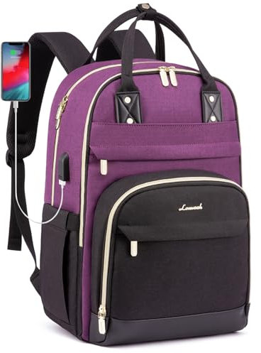 LOVEVOOK Laptop Backpack 15.6 inch, Large Rucksack Bag for Women with USB Port, Waterproof Stylish Computer Bags Ladies Back pack Womans for School Work Travel Student Teacher