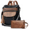 Shrrie Rucksack für Damen, modischer Leder-Rucksack, Geldbörse, Designer-Reiserucksack, Schultertasche, 2-5 schwarz mit braun, Modern