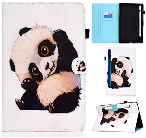 CASAFUNY Case for Lenovo Tab P12 12.7 Inch 2023 PU Leather Protective Tablet Cover with Auto Sleep/Wake and Stylus Holder for Lenovo Tab P12 2023, Winkender Panda
