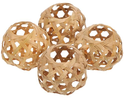 jojofuny 7x7x5.3cm Lot De 4 Abat-Jour En Bambou Tissé à La Main, Suspension Luminaire Pour DéCoration IntéRieure, Lampe Suspendue Pour Salon, Cuisine, Chambre