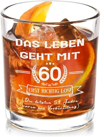 Geschenke zum 60. Geburtstag für Männer, Whiskyglas für 60 Jahre alten, 60 Jahre alte Geschenke Whiskey Gläser 400 ml, 60. Geburtstagsgeschenke für Vater, Opa, Ehemann, Freund