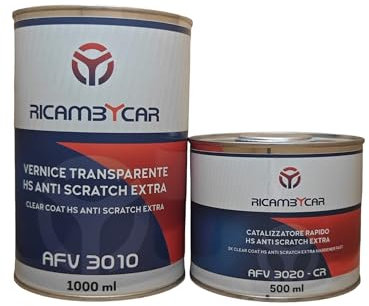 RICAMBYCAR Vernice trasparente HS 1 lt con catalizzatore HS rapido 0,5 lt - Finitura Brillante e Duratura - Facile da Applicare