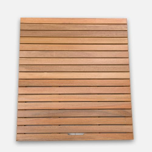 rutschfeste Holz Badematte, Wood Badematte, Badvorleger Holzrost Duschvorleger Badematte, Duschmatte Badvorleger Aus Holz Mit Griffdesign, Für Duschtüren,Sauna,badewanne,küche,60x120cm