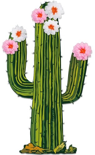 Honoson 7 Pcs Large Cactus Party Decorations Jointed Cactus Cut Out Cardboard Standup Summer Green Plant Wall Decor for Birthday VBS Halloween Photo Prop Wild Western Party